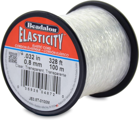 Beadalon Elasticity Stretch Cord, 0.8 mm / .032 in, Clear, 100 m / 328 ft