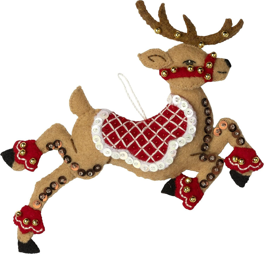 Bucilla Felt Applique 6 Piece Ornament Making Kit, Festive Reindeer, Perfect for DIY Arts and Crafts, 89299E