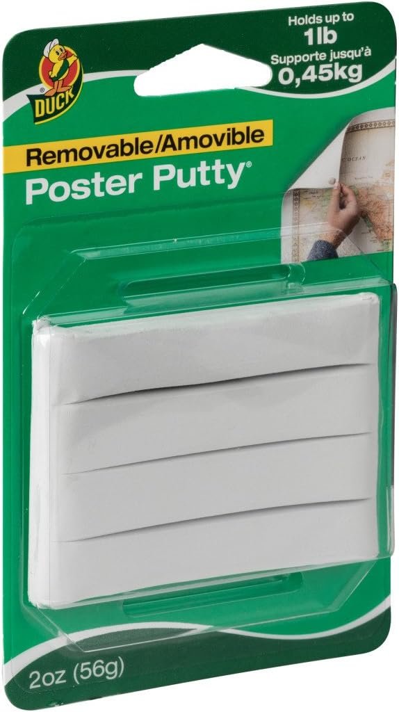 Duck Brand Reusable and Removable Poster Putty for Mounting, 2 oz, White (1436912)