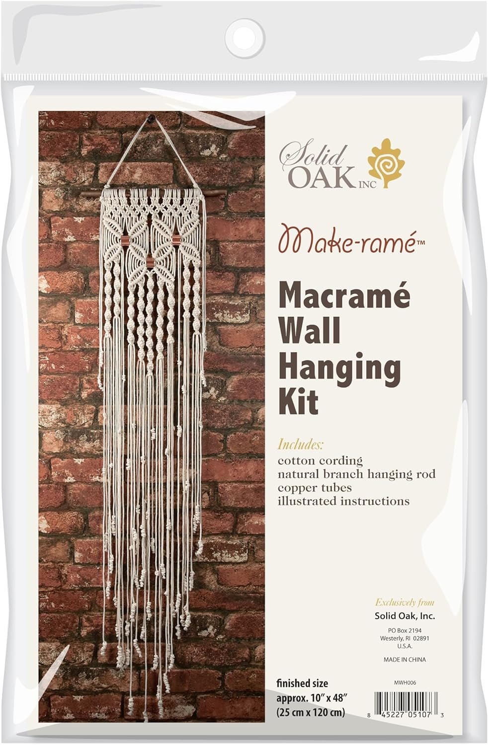 Solid Oak Macrame WALLHANG KIT 3 Flowers, Off-White, One Size