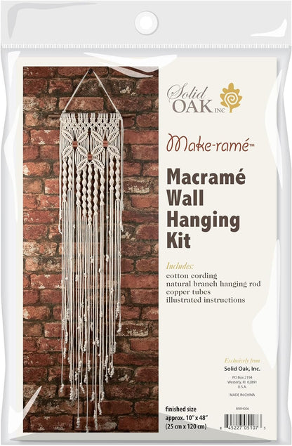 Solid Oak Macrame WALLHANG KIT 3 Flowers, Off-White, One Size