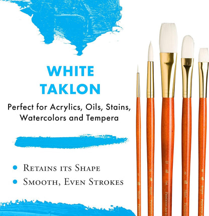 Princeton Real Value, Series 9100, Paint Brush Sets for Acrylic, Oil & Watercolor Painting, Syn-White Taklon (Rnd 1, 6, Brt 6, Flb 8, Flat 12)