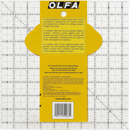 OLFA 1071799 QR-9S 9-1/2-Inch Square Frosted Advantage Acrylic Ruler