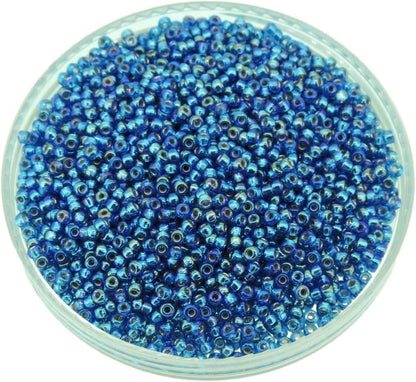 Capri Blue AB Silver Lined Miyuki Japanese round rocailles glass seed beads 11/0 Approximately 24 gram 5 inch tube
