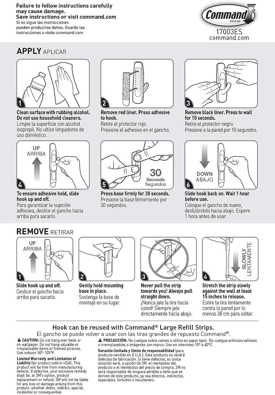 Command Large Utility Hook, White, 1-Hook, 2-Strips (17003ES)