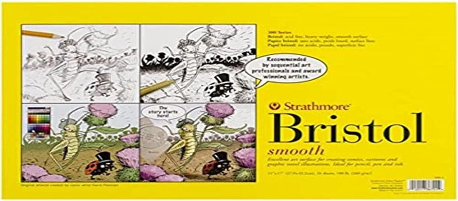 Strathmore 300 Series Bristol Paper Pad, Vellum, Tape Bound, 11x14 inches, 20 Sheets (100lb/270g) - Artist Paper for Adults and Students - Charcoal, Pen and Ink, Marker, and Pastel