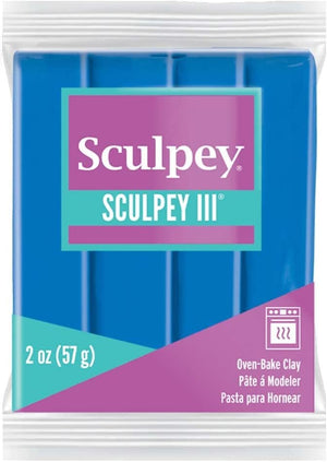 Sculpey III® Polymer Oven-Bake Clay, Blue, Non Toxic, 2 oz. bar, Great for modeling, sculpting, holiday, DIY, mixed media and school projects.Perfect for kids & beginners!