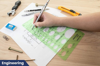 Pacific Arc Isometric Ellipse Guide Template, 27 Total Ellipse from 1/8 Inch to 2 Inch with Inch Graduations