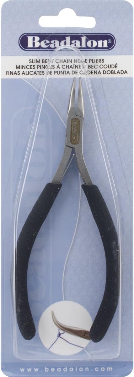 Beadalon 201A-013 Slim Bent Chain Nose Pliers for Jewelry Making