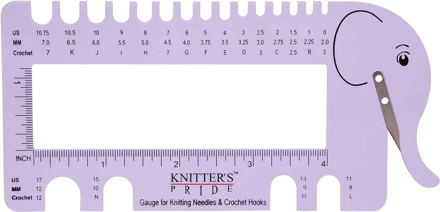 Knitter's Pride KP800224 Needle & Crochet View Sizer W/Yarn Cutter-Lilac, Purple