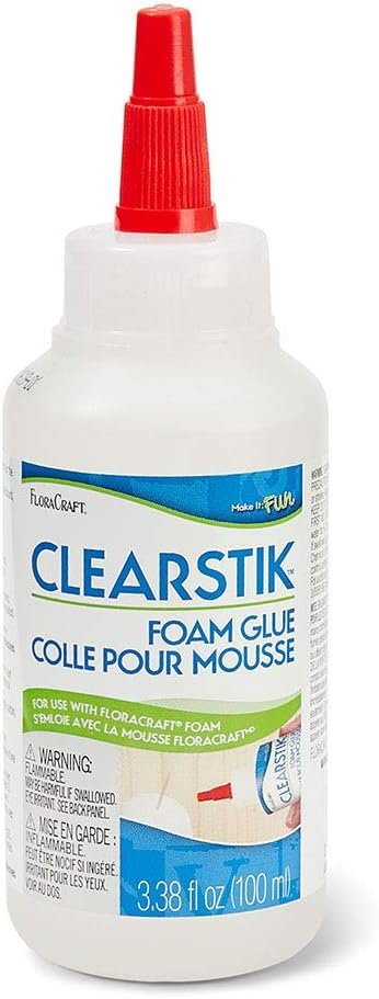 FloraCraft ClearStik Foam Glue 3.38 Fluid Ounce Clear