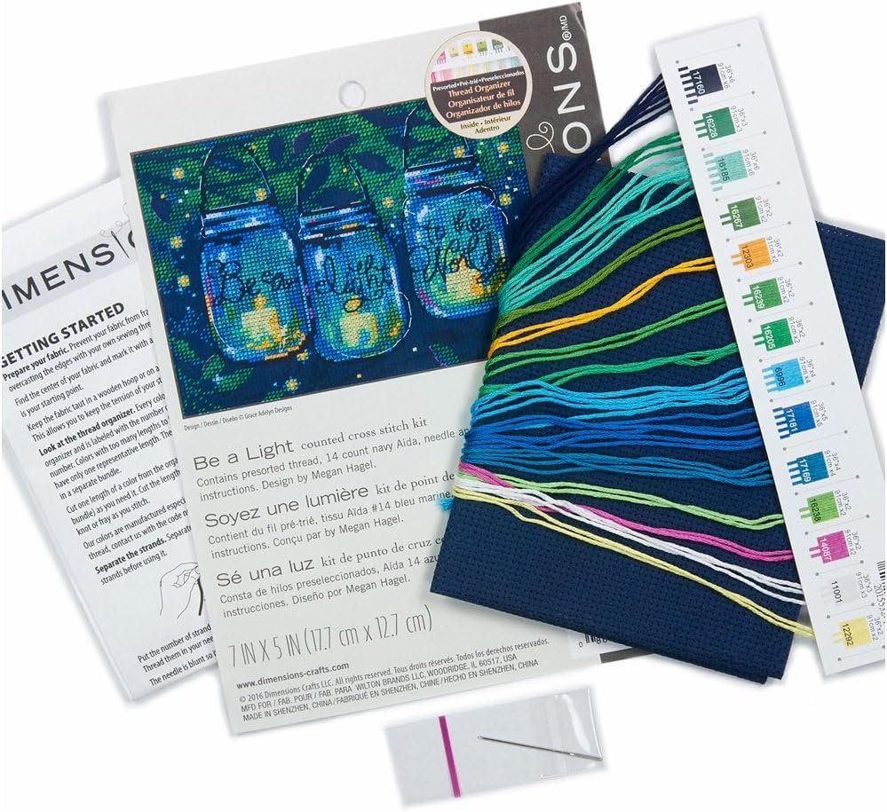 Dimensions Counted Cross Stitch Kit for Beginners, 'Be a Light', 14 Count Navy Aida, 7'' x 5''