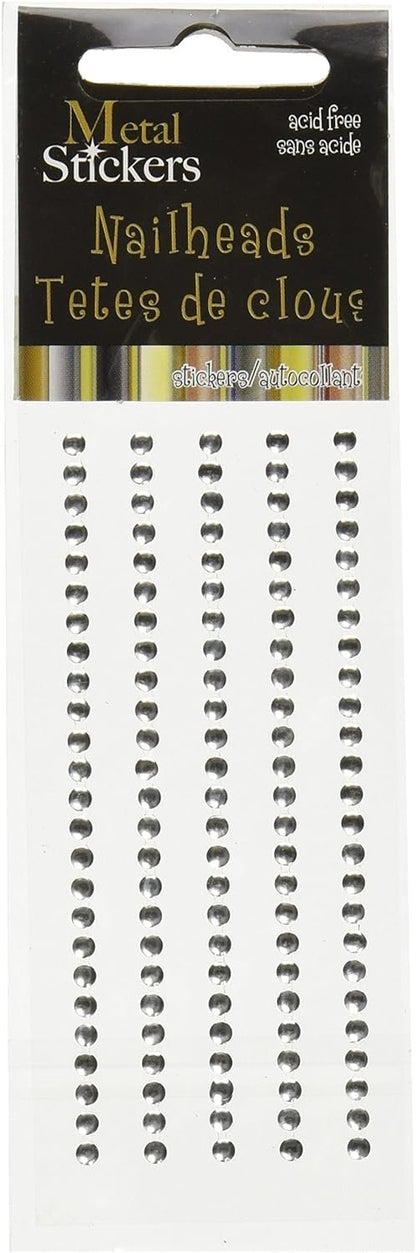 Mark Richards Metal Stickers Nailheads 3mm Round 125/Pkg, Silver