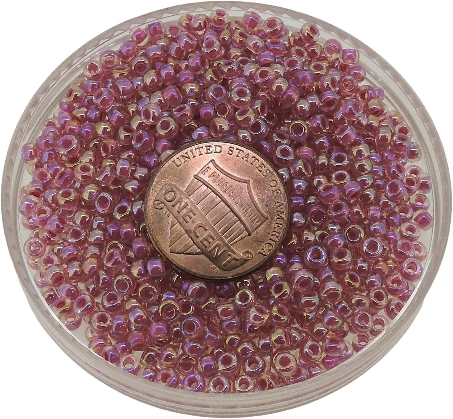 HOT Pink Lined Crystal AB Crystal MIYUKI Seed Beads APPX 22GM Tube 8/0 Round