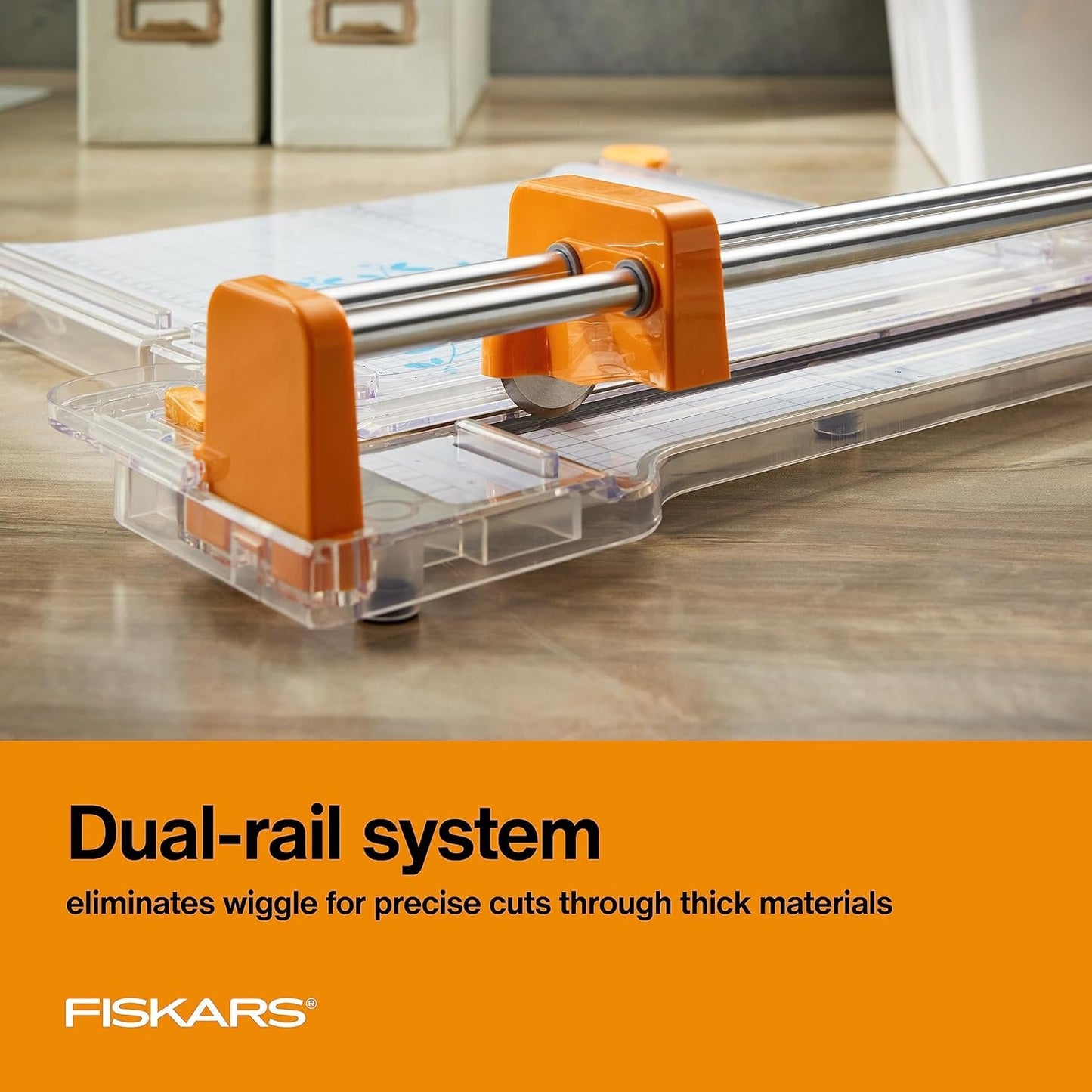 Fiskars ProCision™ Rotary Bypass Paper Trimmer - 12" Cut Length - Craft Paper and Mixed Media Cutter with Grid Lines Orange
