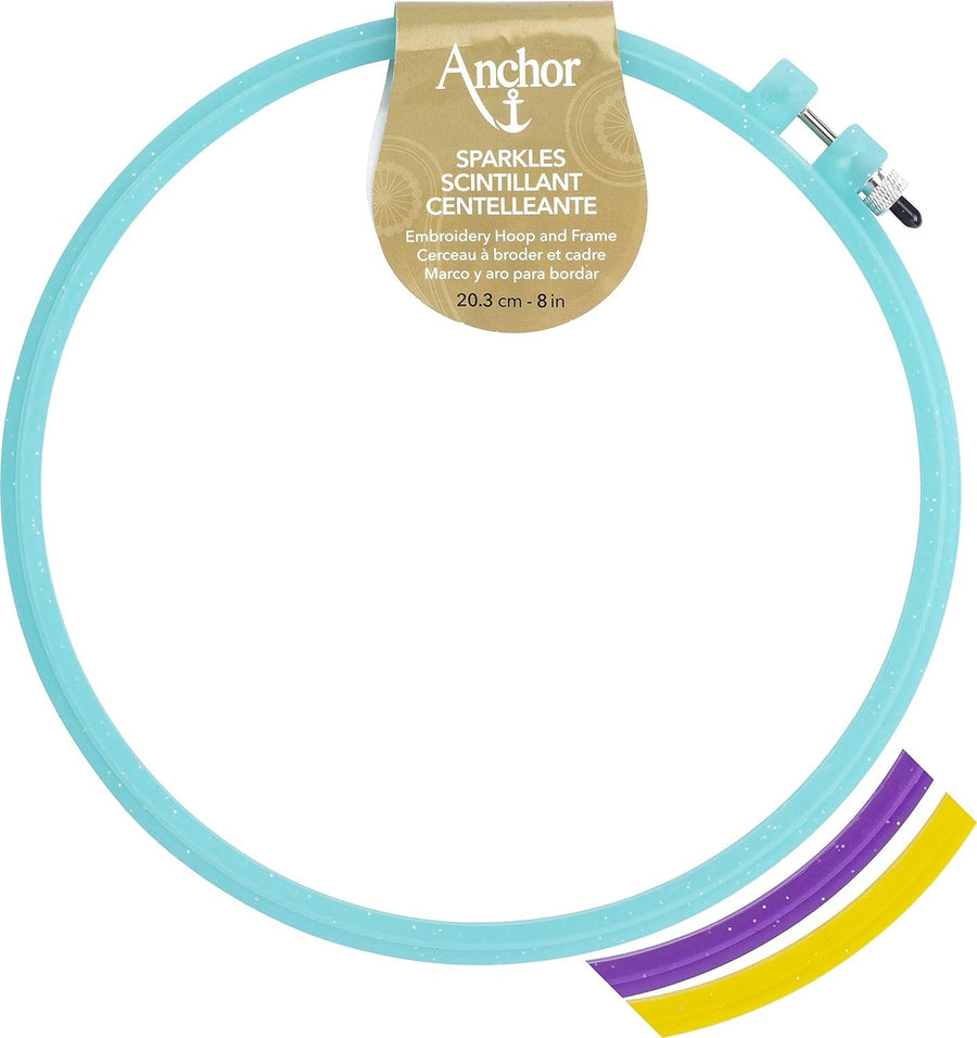 Anchor Sparkle Embroidery Hoop, 8", Blue/Purple/Yellow