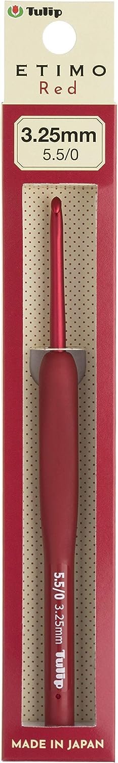 Tulip Etimo Red Crochet Hook W/Cushion Grip-3.25mm