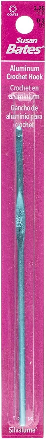Susan Bates 5-1/2-Inch Silvalume Aluminum Crochet Hook, 9mm, Blue (Parent)