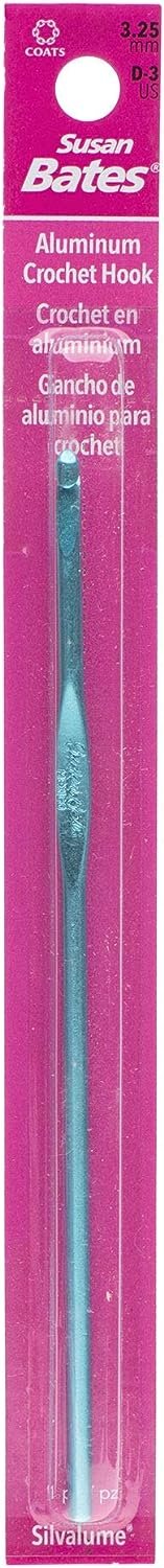 Susan Bates 5-1/2-Inch Silvalume Aluminum Crochet Hook, 9mm, Blue (Parent)