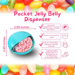 Bubblegum and Cotton Candy Jelly Beans (3.5oz each) - Mini Candy Dispenser (7.5cm x 2.5cm) - Authentic Jelly Belly Flavors - Pocket Size Travel Case for Desktops - Iconic Pink Candy Gift Bundle