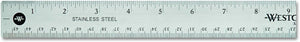 Westcott 10417 Stainless Steel Metal Ruler with Non-Slip Cork Base, 18 In