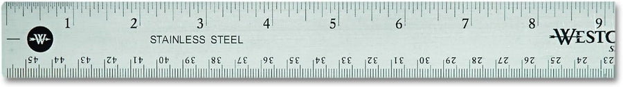 Westcott 10417 Stainless Steel Metal Ruler with Non-Slip Cork Base, 18 In