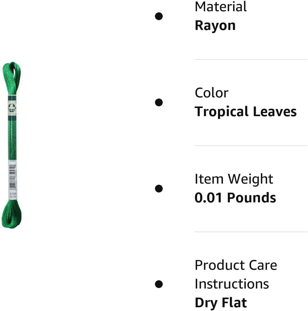 DMC 1008F-S700 Shiny Radiant Satin Floss, Tropical Leaves, 8.7-Yard