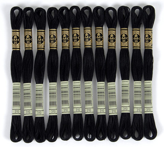 DMC 6-Strand Embroidery Cotton Floss, Black (117-310)