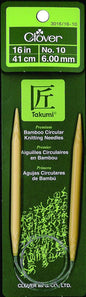 Clover 3016/16-10 Takumi Bamboo Circular 16-Inch Knitting Needles, Size 10