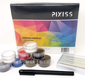 Embossing Kit with Heat Tool Bundle, Embossing Powders, Complete Embossing Starter Kit, Clear Embossing Pen, Embossing Ink Pad, 8X 10ml Embossing Powders for Crafts