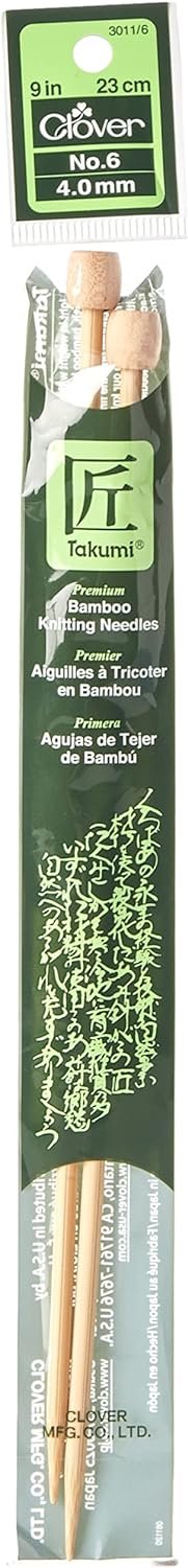 Clover Takumi Single Point Knitting Needle, Size 6 (4.0mm)