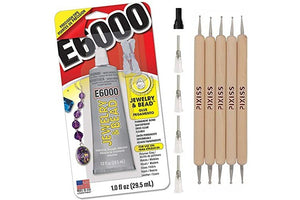 E6000 1-Ounce Jewelry and Bead Adhesive with 4 Precision Applicator Tips for Jewelry Pixiss Art Dotting Stylus Pens 5 pcs Set - Rhinestone Applicator Application Kit