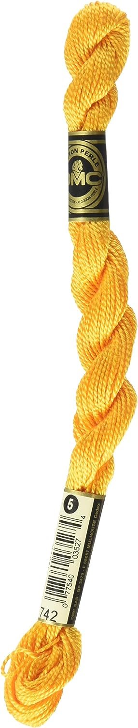 DMC 115 5-742 Pearl Cotton Thread, Light Tangerine, Size 5