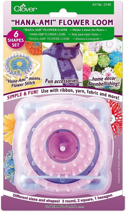 Clover "Hana-Ami" Flower Loom 6 Shape Set, Pink/Blue (3146)