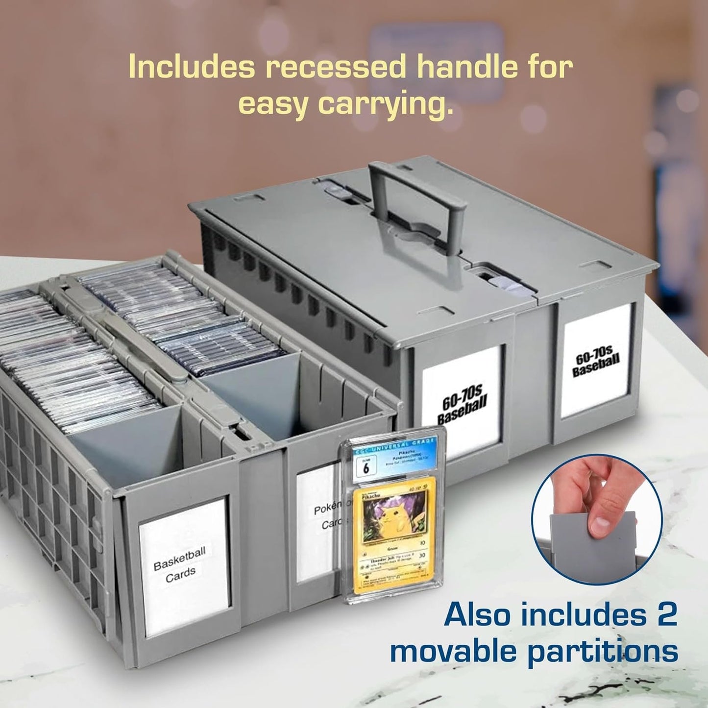 BCW 2-Row Graded Collectible Card Bin - Gray