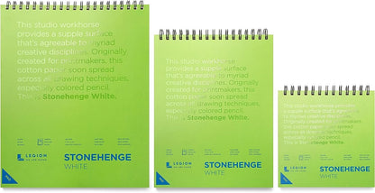 Legion Stonehenge Wired Pad , Cotton Deckle Edge Paper, White Paper, 32 Sheets, 9 x 12"