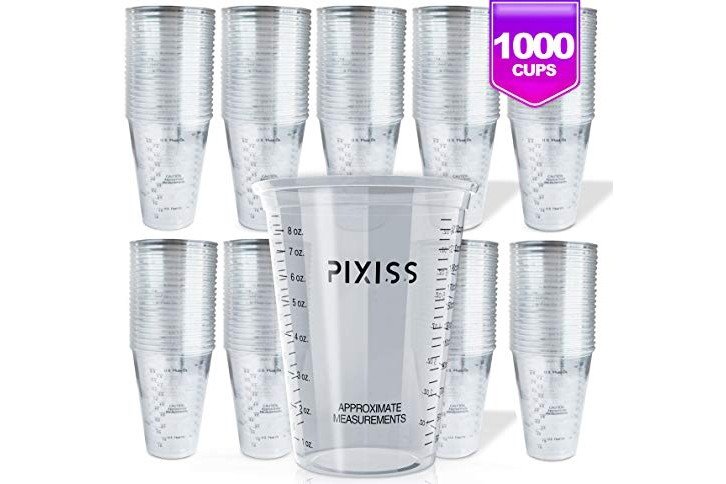 Disposable Epoxy Resin Mixing Cups Clear Plastic 10-Ounce 1000-Pack For Measuring Paint Epoxy Resin Art Supplies - Graduated Measurements in ML and OZ