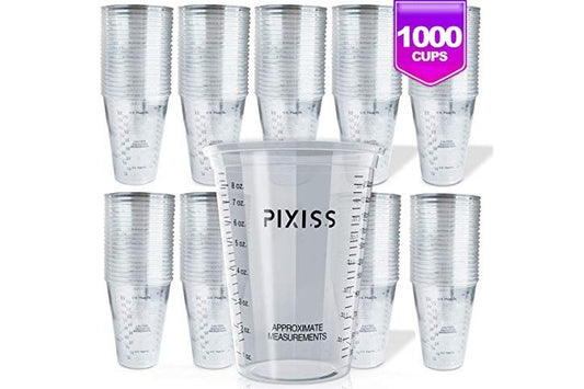 Disposable Epoxy Resin Mixing Cups Clear Plastic 10-Ounce 1000-Pack For Measuring Paint Epoxy Resin Art Supplies - Graduated Measurements in ML and OZ