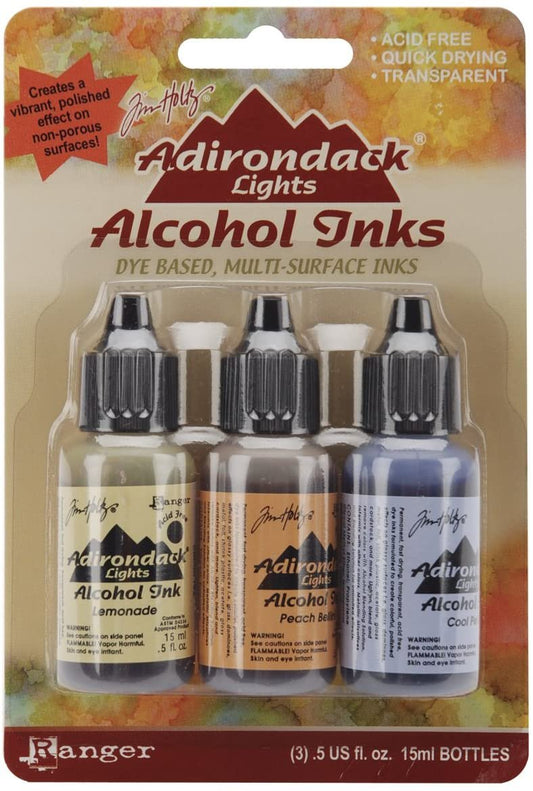 Ranger Adirondack Lights Alcohol Ink .5 Ounce 3/Pkg-Wildflowers-Lemonade/Peach Bellini/Peri