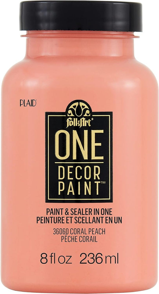 FolkArt 36060 One Décor Paint, 8 oz, Coral Peach, 8 Fl Oz (Pack of 1)
