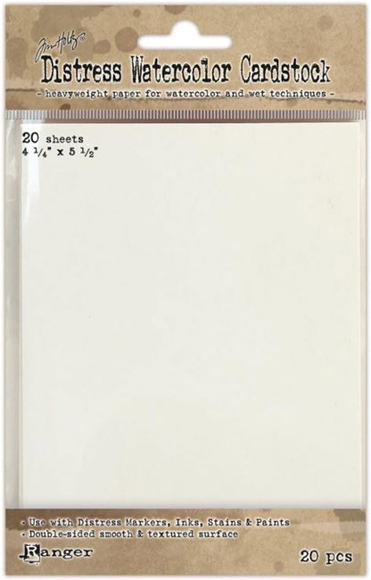 Ranger Time Holtz Distress Watercolor Cardstock, 4.25 by 5.5-Inch, 20-Pack (TDA39549),Multicolor