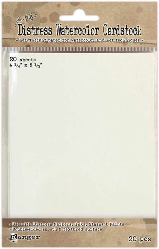 Ranger Time Holtz Distress Watercolor Cardstock, 4.25 by 5.5-Inch, 20-Pack (TDA39549),Multicolor