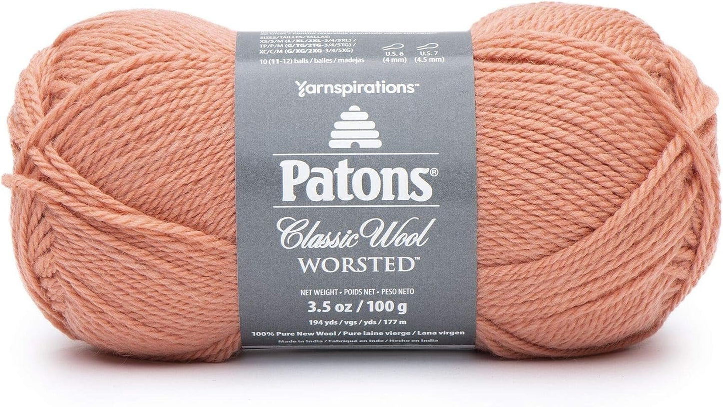 Patons Classic Wool Yarn, Coral Peach