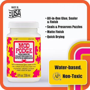 Mod Podge Puzzle Saver, Premium Matte All-in-One Glue, Sealer, and Finish, 8 fl oz, CS27589, Clear