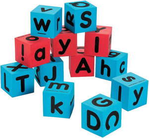 Alphabet Dice, Uppercase and Lowercase Letters - Full Set of 12 Foam Pieces - 1.5 Inch Each - Teacher and Classroom Education Supplies