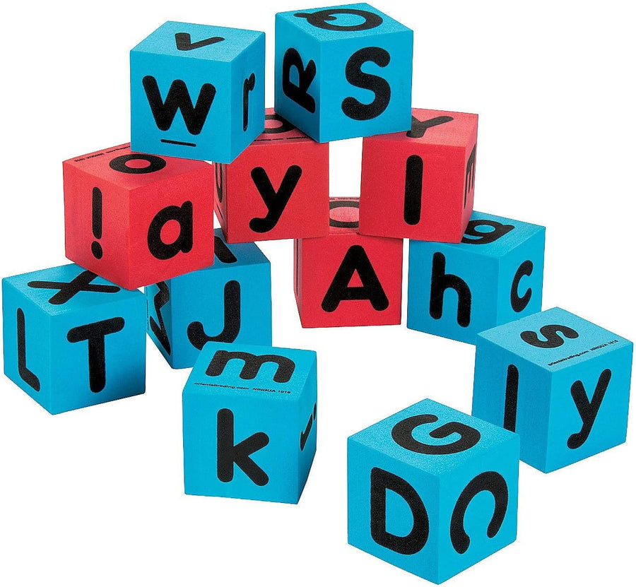 Alphabet Dice, Uppercase and Lowercase Letters - Full Set of 12 Foam Pieces - 1.5 Inch Each - Teacher and Classroom Education Supplies