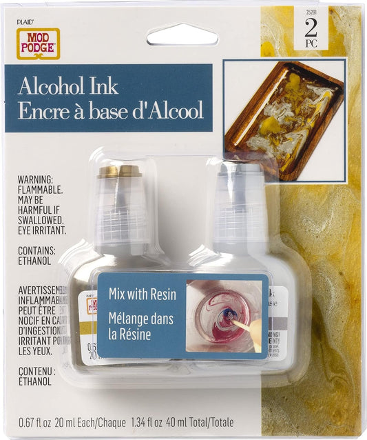 Mod Podge, Metallics Alcohol Set of 2 .67 fl oz / 20 ml Kit, DIY Epoxy Resin Ink Supplies for Arts and Crafts, 25291