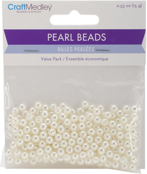 Craft Medley 256 Piece Acrylic Pearl Beads, 5mm, Ivory