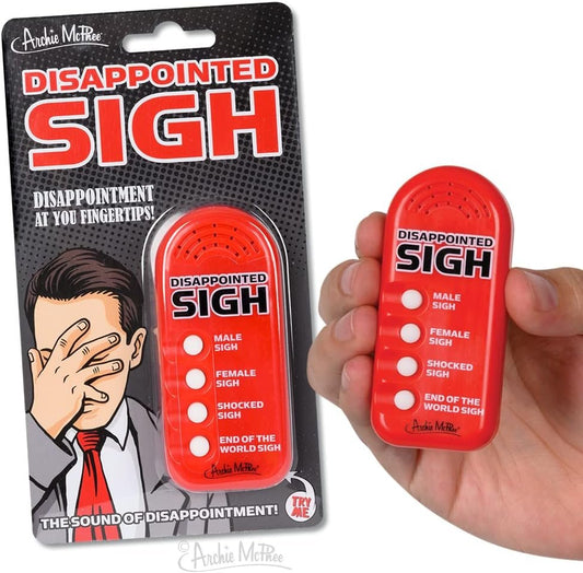 Archie McPhee Disappointed Sigh Electronic Sound Maker Gag and Practical Joke Toys, 8", Multi-Colored