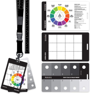 (9 Pack) Grey Scale Value Finder, Color Wheel, Artists View Catcher Finder Viewfinder on Lanyard with Measuring Tape Tools for Artists Drawing - Made in The USA